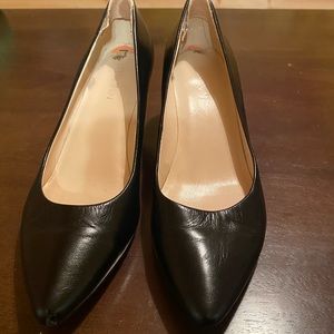 Nine West Black Leather Wedge Heel Shoes Size 7